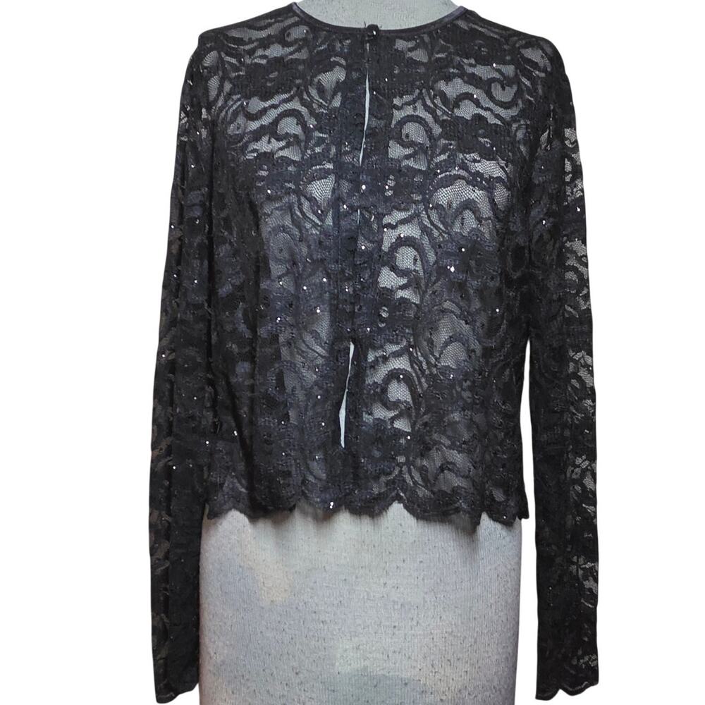 Black Lace Glitter Cardigan Size Medium